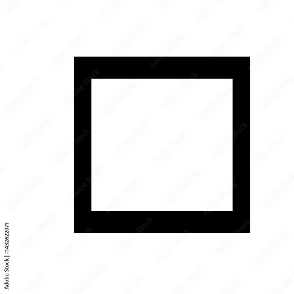 Poster a simple black rectangular frame with a thick border surrounding a white empty space in the center a