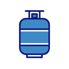 Blue stylized propane gas cylinder icon on black backdrop