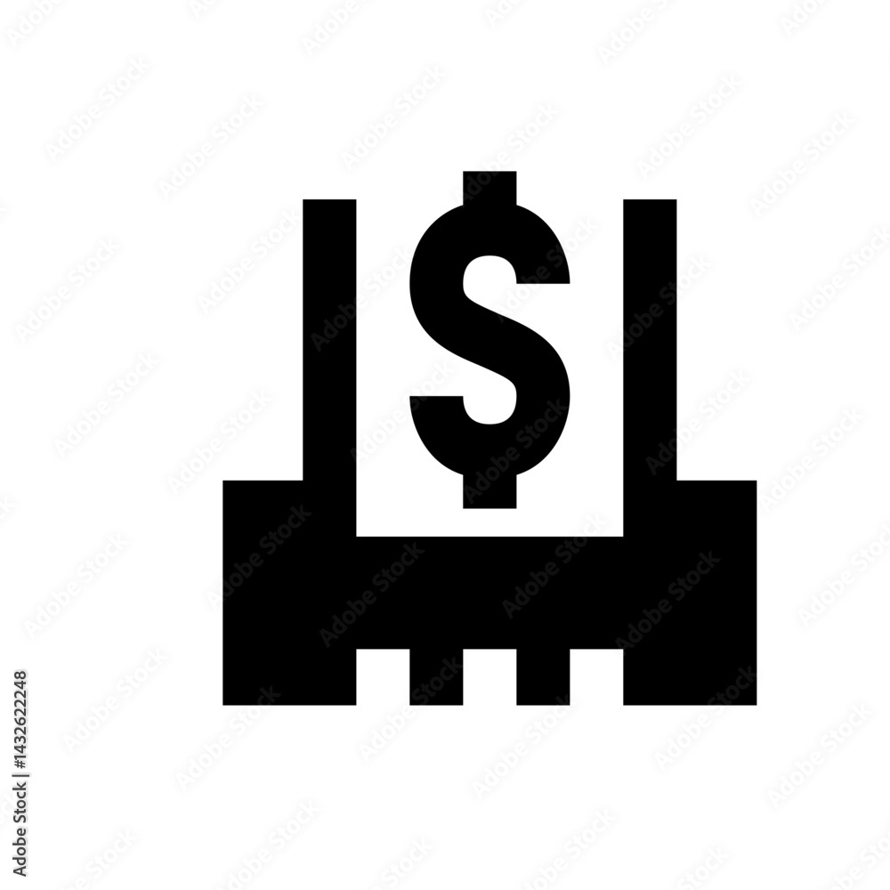 Aufkleber stylized black dollar sign supported by two vertical pillars and a horizontal base structure