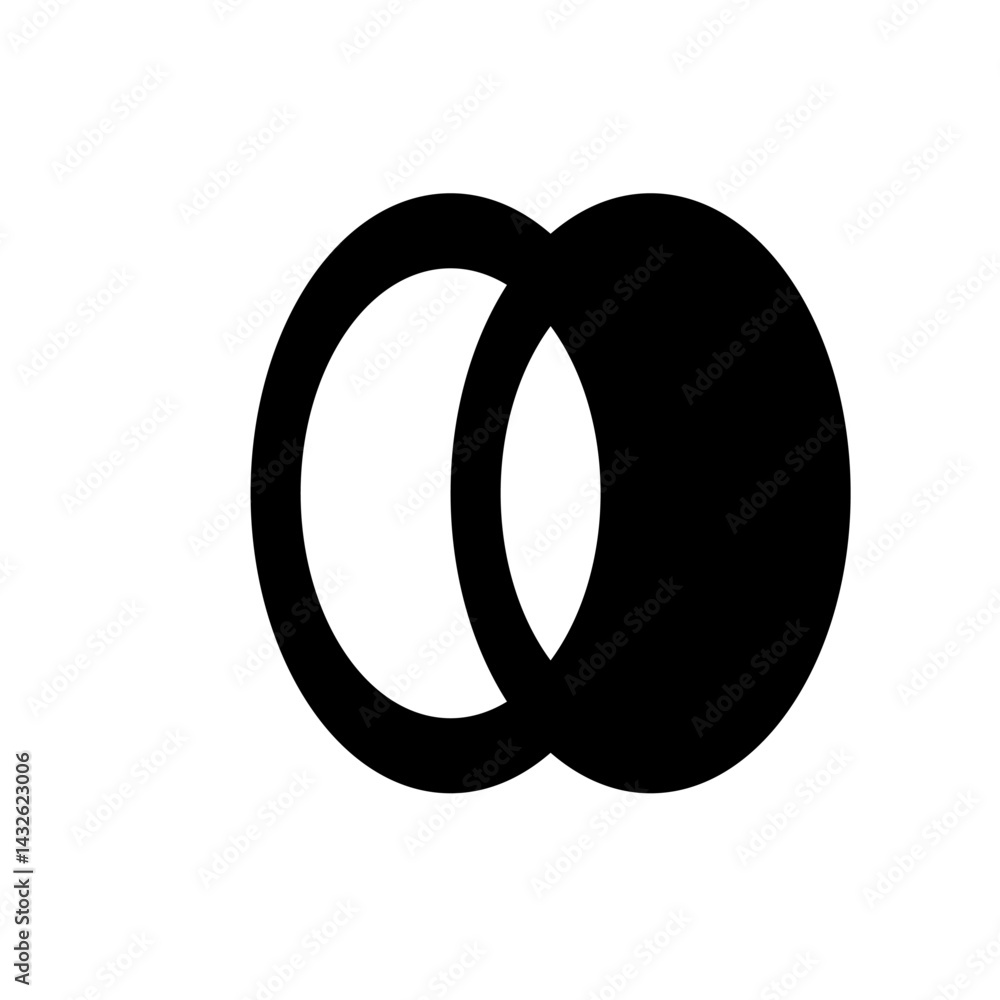 Poster two overlapping circles one filled and one outlined in black creating a simple graphic design elemen