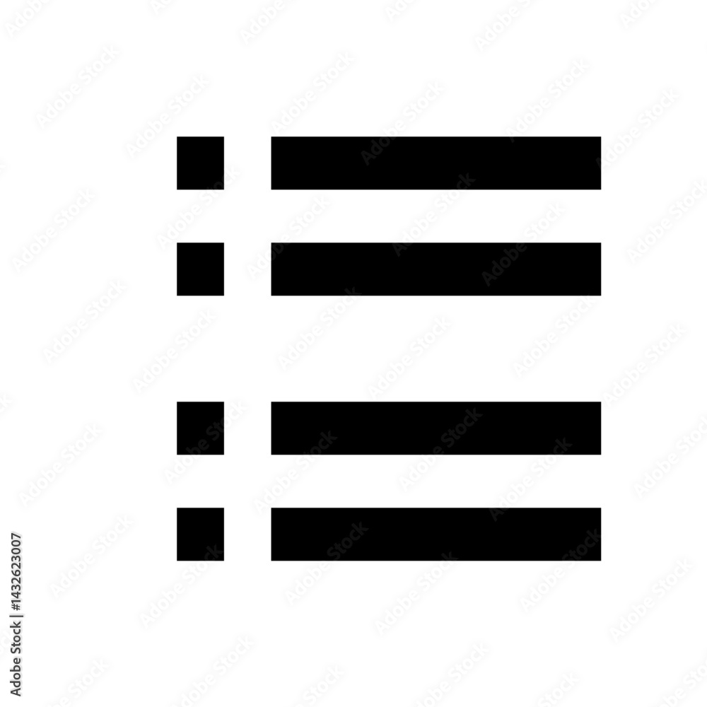 Poster black and white hamburger menu icon with three horizontal lines and square markers on the left side