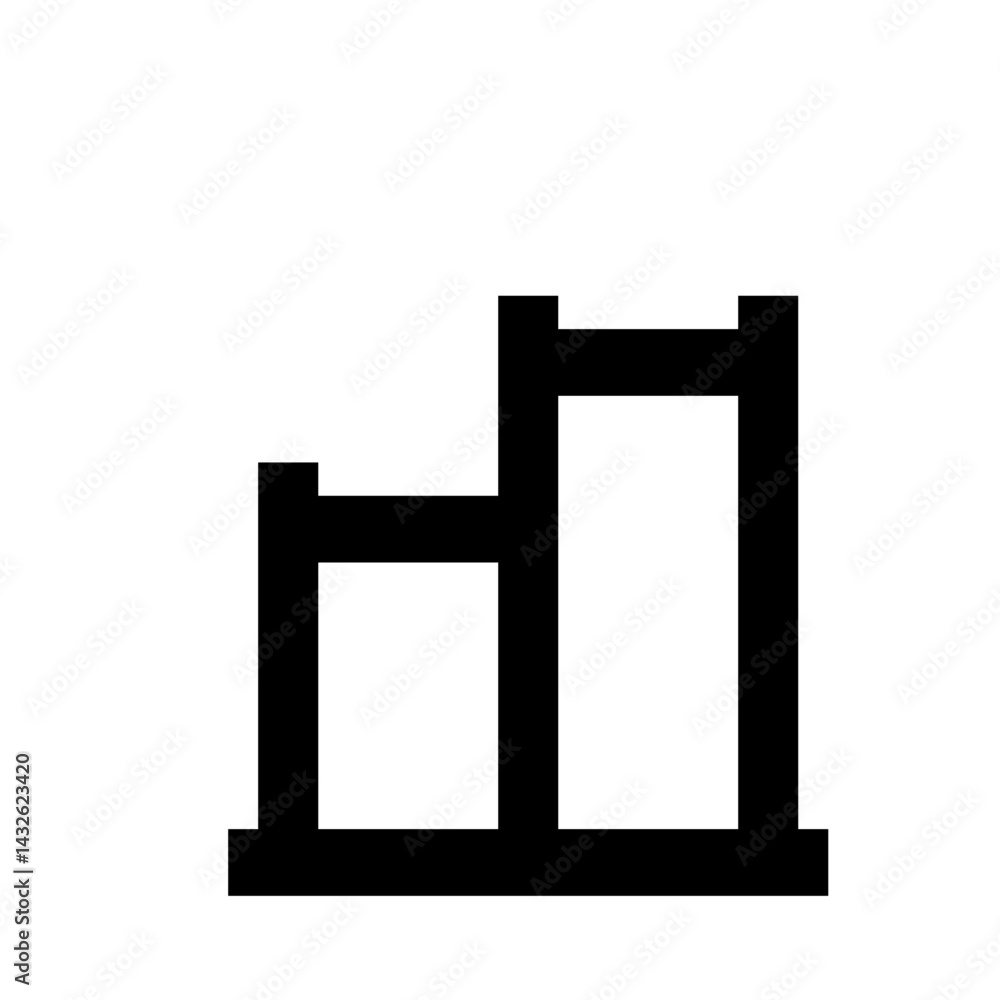 Poster black bar graph representation with two columns of different heights on a white background simple de