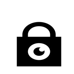Black padlock with a white eye symbol centered on the lock face security and surveillance illustration