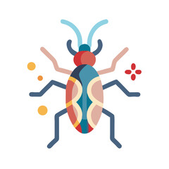 Colorful Bug Icon on Black Background Illustration