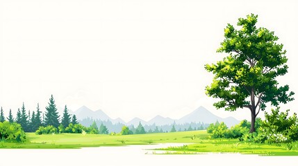 Fototapeta premium Simple Geometric Minimalist Landscape Illustration