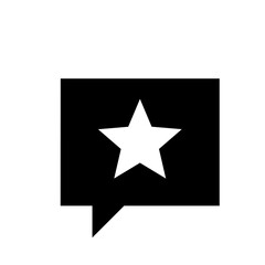 White star symbol centered inside a black speech bubble with a tail on the bottom left corner