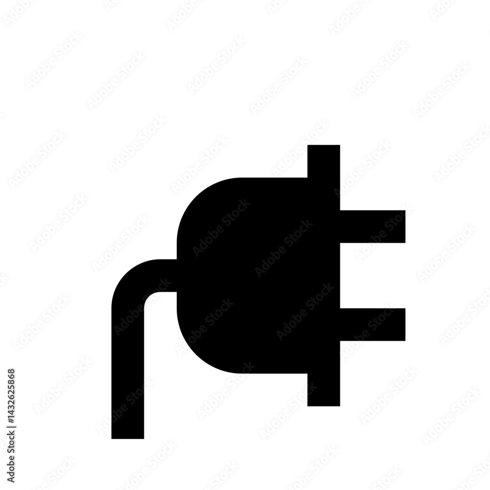 Aufkleber simple black silhouette of an electrical plug with cord on a white background in vector format
