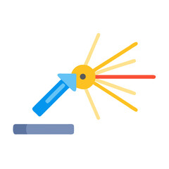 Laser beam icon with reflection on a black background