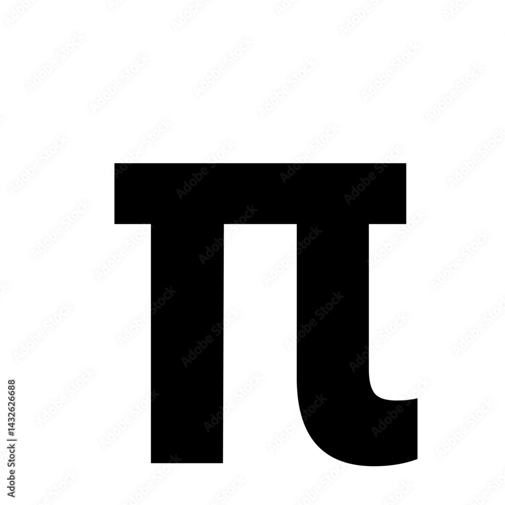 Aufkleber a stylized depiction of the mathematical constant pi with a curved leg in black on white background