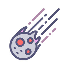 Colorful vector asteroid icon on black background graphic