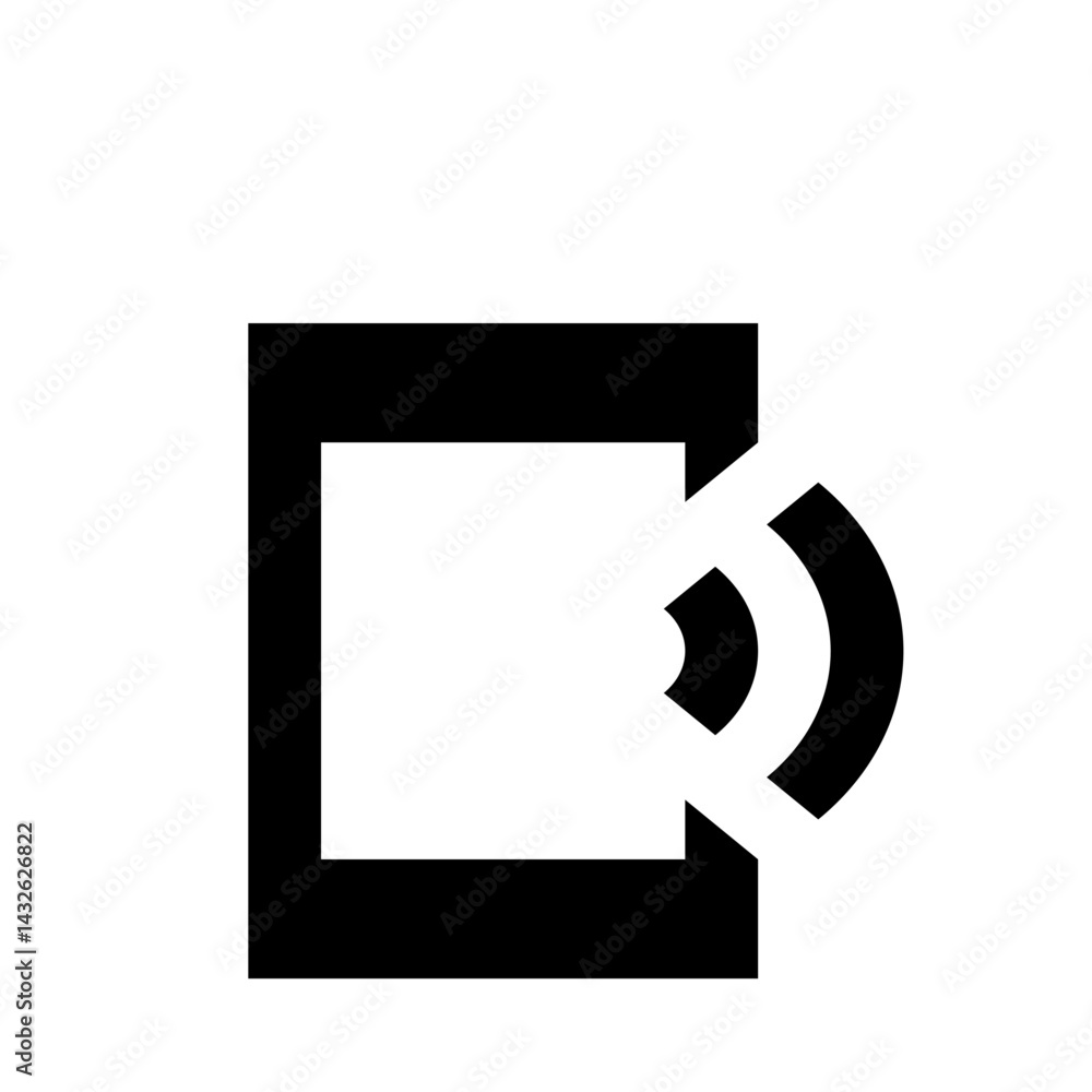 Poster illustration of a smartphone with wifi signal showing connection in black and white simple design st
