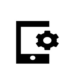 Illustration of a mobile phone with a gear icon representing settings or customization options present on screen