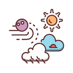 Weather Icons Set Vector: Sun, Cloud, Wind, Rain