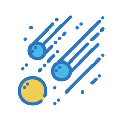 Meteor Shower Icon with Blue and Yellow Accents