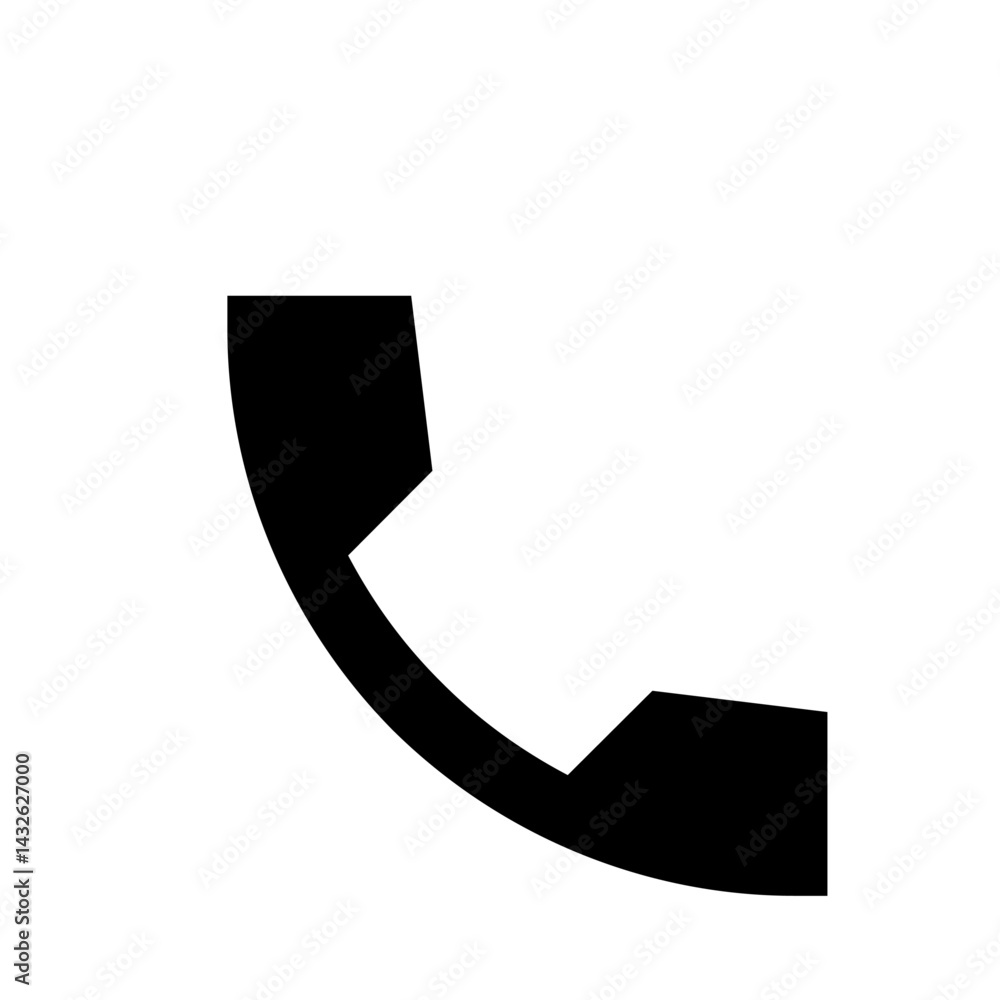 Poster a simple black and white graphic of a telephone receiver with a classic curved shape design element