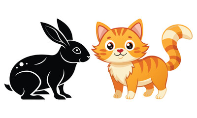 Cute Ginger Cartoon Cat with Happy Smile