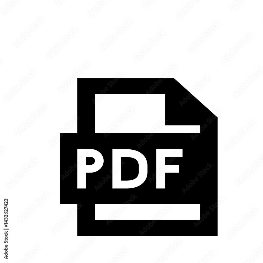 Poster black and white pdf file icon with a folded corner representing a document file format symbol design