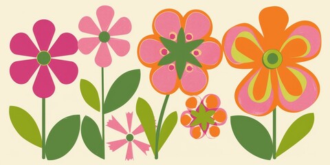 Abstract hand drawn flower art seamless pattern illustration. Acrylic paint nature floral background in vintage art style. Spring season painting print