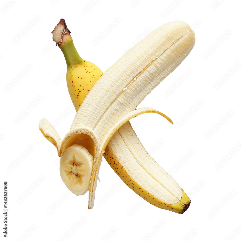 Aufkleber sliced banana placed on a clean transparent background showcasing freshness and simplicity in food p