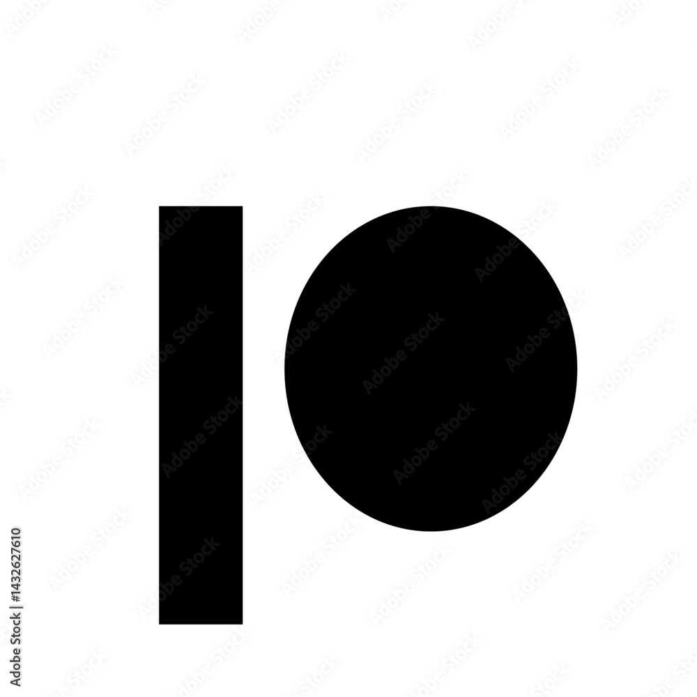 Poster a black rectangle and a black circle are positioned side by side in a simple graphic design element