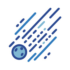 Blue Comet with Debris on a Black Background