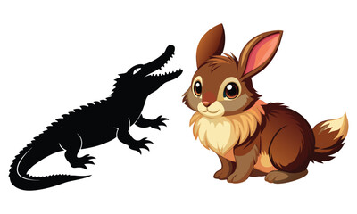 Watercolor Cute Little Rabbit with Brown Hair