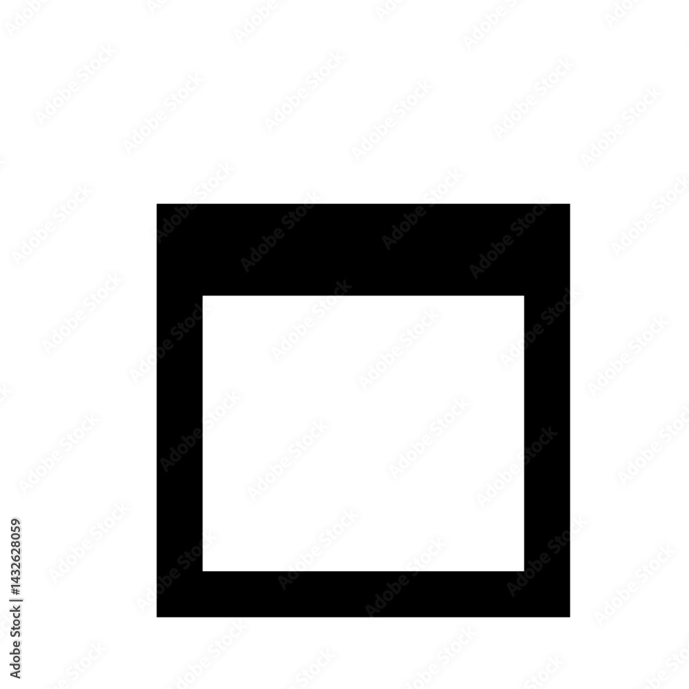 Poster black bordered square with a thicker top section and white inner area in a simple graphic design