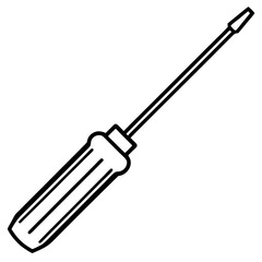 Obraz premium Vector silhouette of a screwdriver with a flat tip and a slim handle 