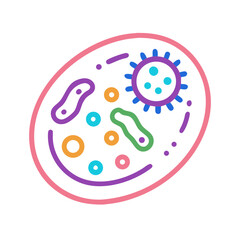 Colorful Cell with Virus Icon Illustration on Black