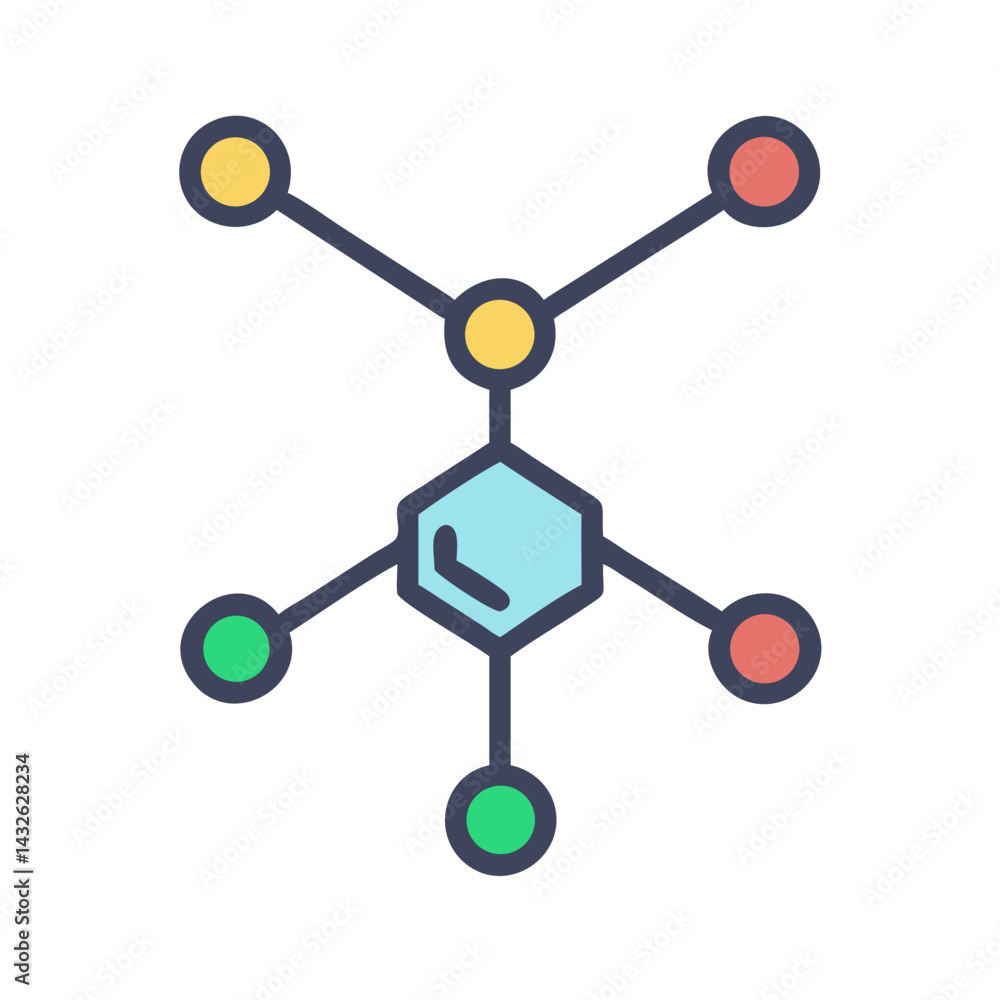 Poster network icon on black background with nodes and connections
