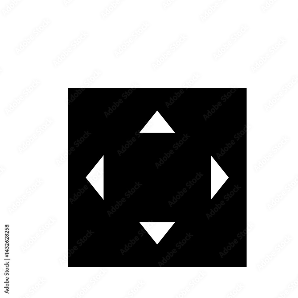 Poster black square containing four white triangles pointing in different directions symmetrically centered