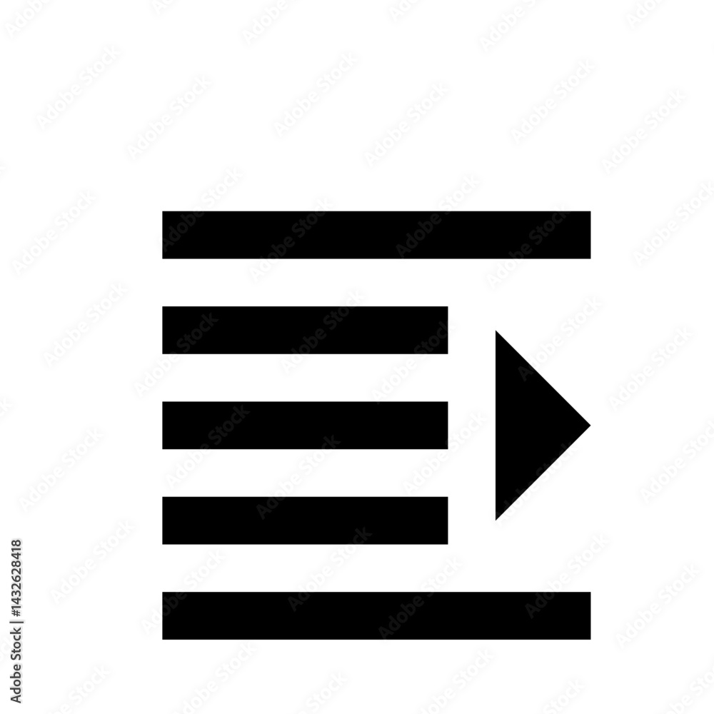 Poster black horizontal bars with an arrow pointing to the right on a white background in a simple graphic