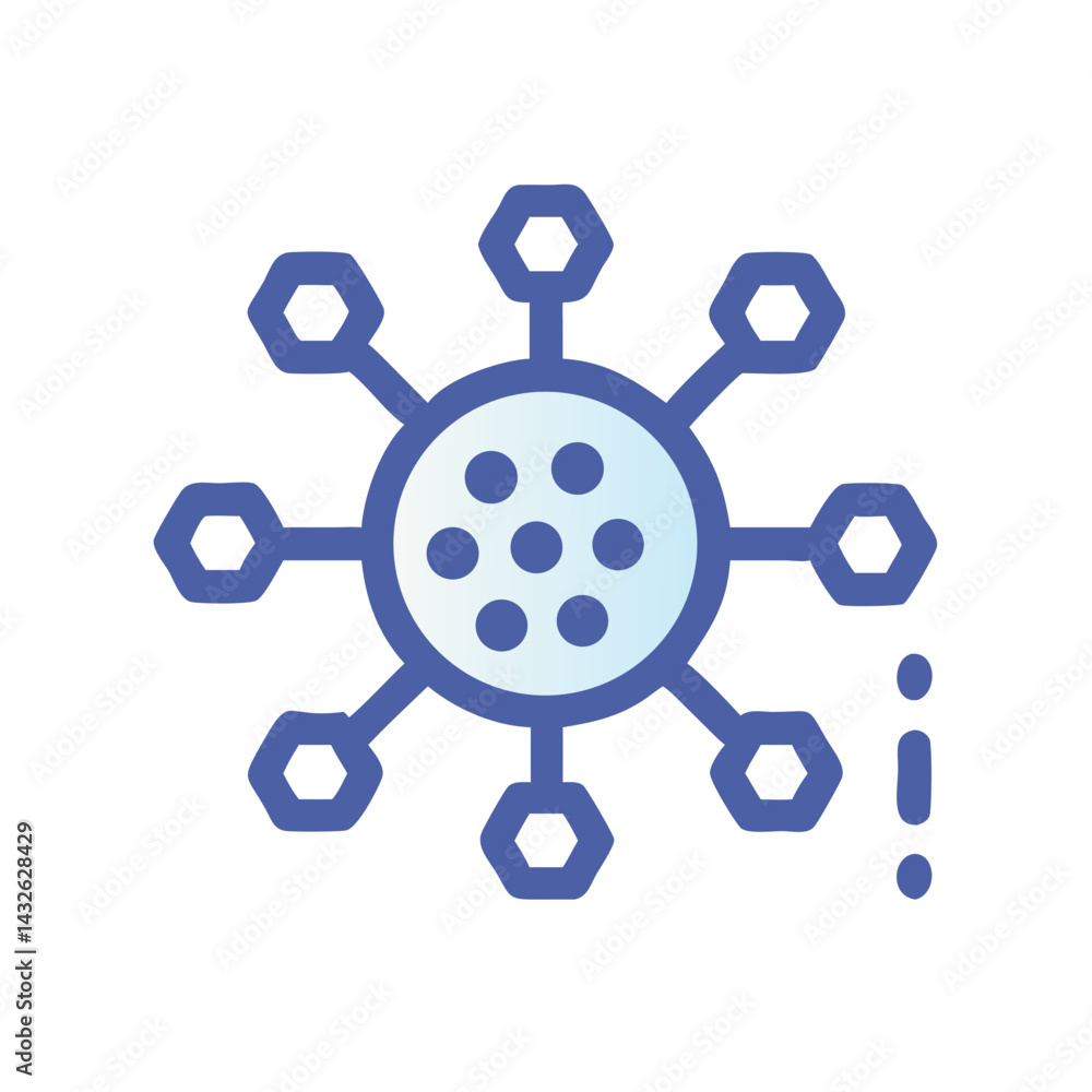 Poster abstract data network icon with connecting nodes, blue