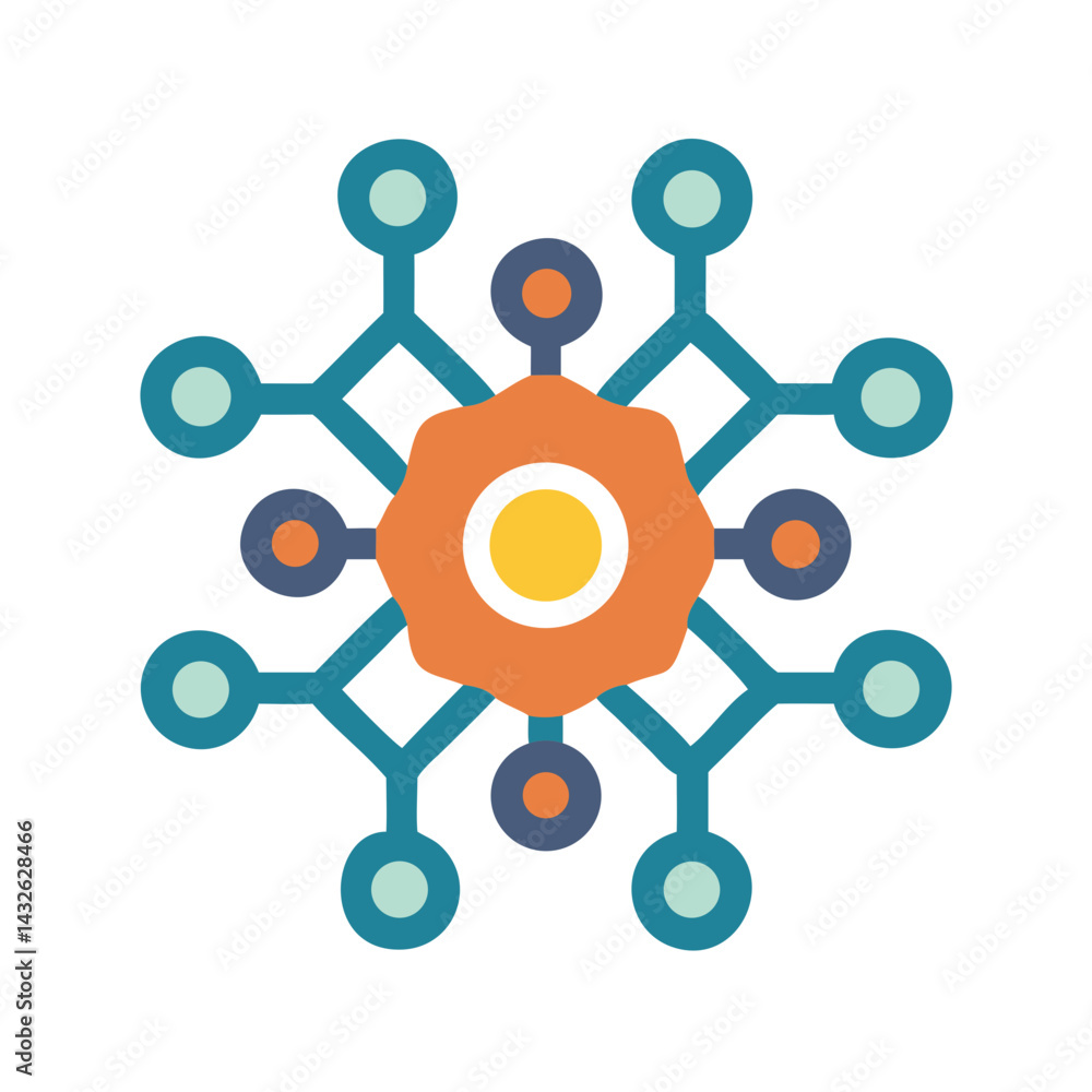 Poster colorful network connection icon on a black background