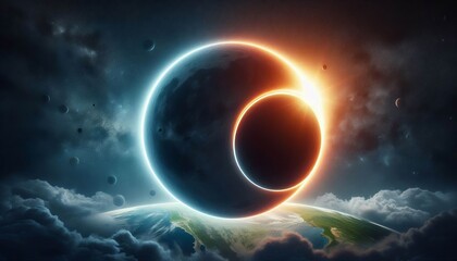 Naklejka premium Hybrid Solar Eclipse Transitions between annular and total eclip