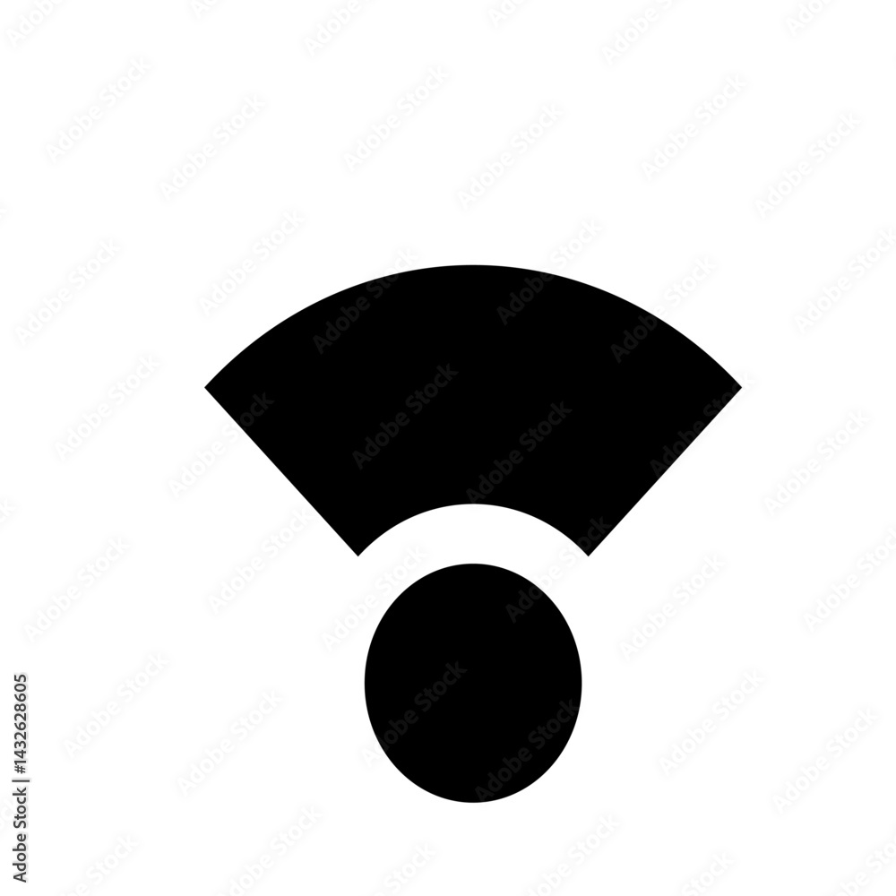 Poster black wifi signal icon with curved lines and a circle indicating wireless network connectivity stren