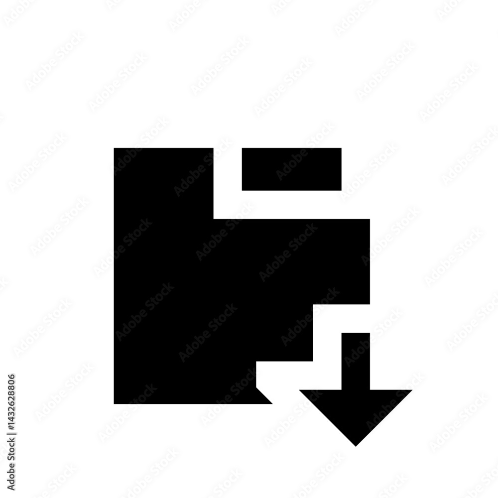 Aufkleber black folder icon with a downward pointing arrow indicating a download or transfer process displayed