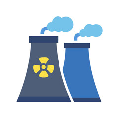 Nuclear Power Plant Icon Illustration on Black Background