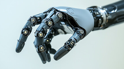 A robotic arm assembling high tech prosthetic arms for disabled individuals in a healthcare lab, integrating sensors and AI-driven motion systems for enhanced limb functionality, Medical-tech style