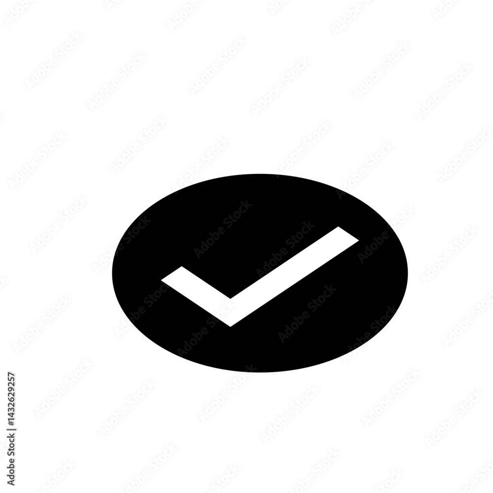 Aufkleber a simple graphic of a white check mark inside of a black circle on a plain white background image de