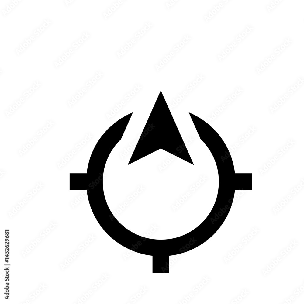 Aufkleber black compass rose with arrow pointing north inside a circle with crosshairs for navigation use