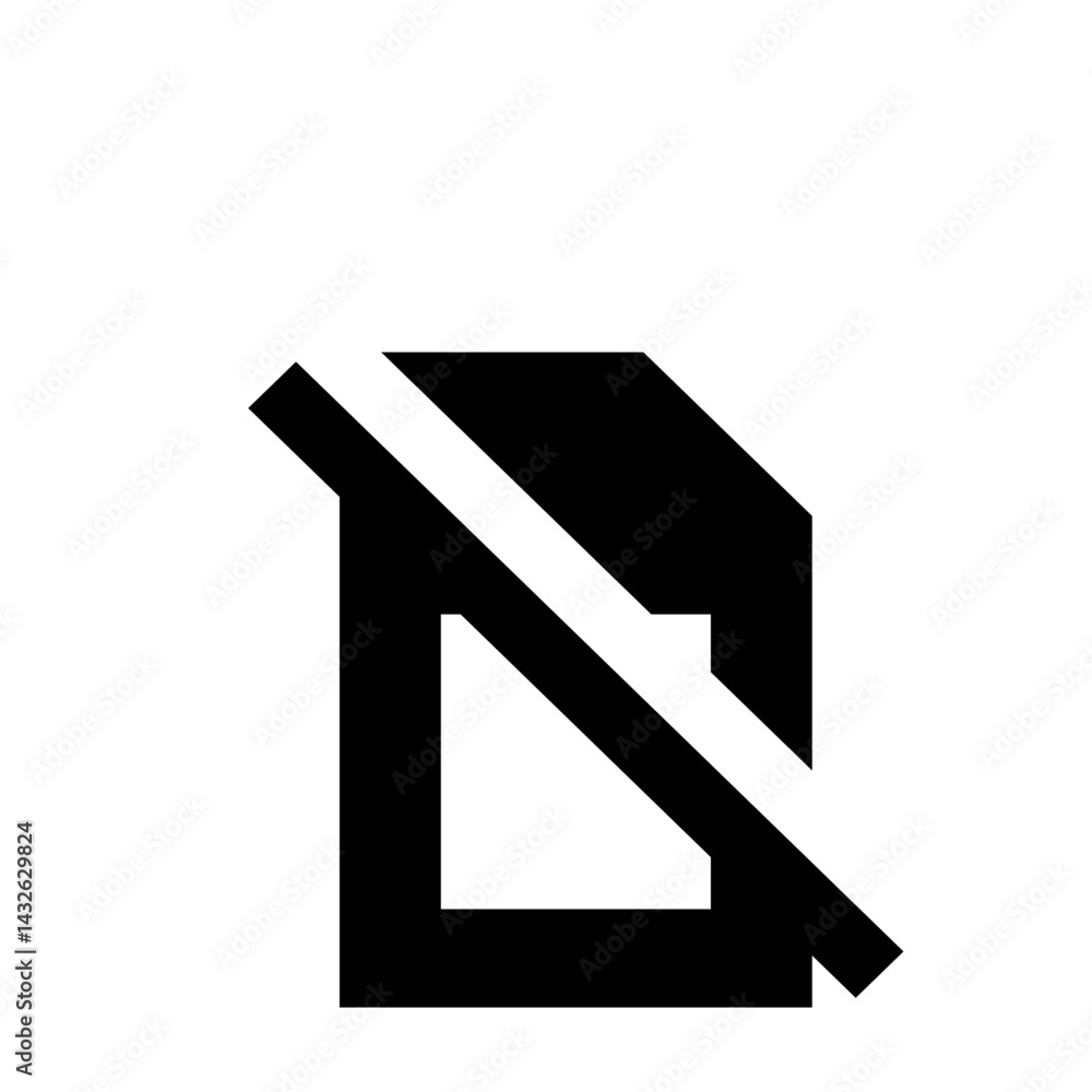Poster black and white icon depicting a document with a diagonal line through it indicating deletion or rem