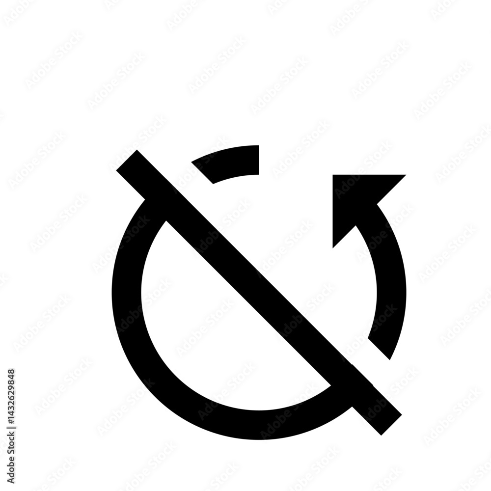 Poster a circular arrow with a line through it indicating a disabled or restricted rotation function icon d