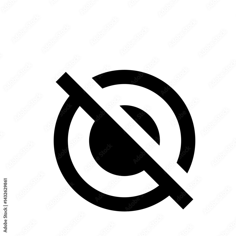 Poster illustration of a crossed out circle with a smaller circle inside it on a white background design el