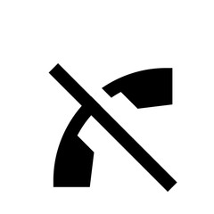 A bold black and white graphic featuring intersecting lines and curved shapes on a plain white background