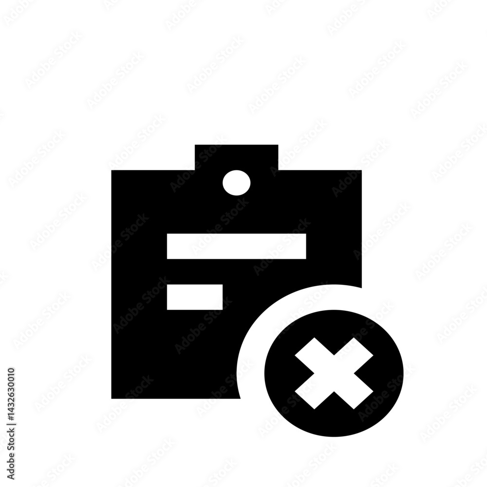 Poster black folder icon with white horizontal bars and a white circle with an x over it in the bottom righ
