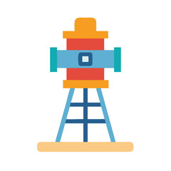 Cartoon Water Tower Icon Flat Vector Illustration