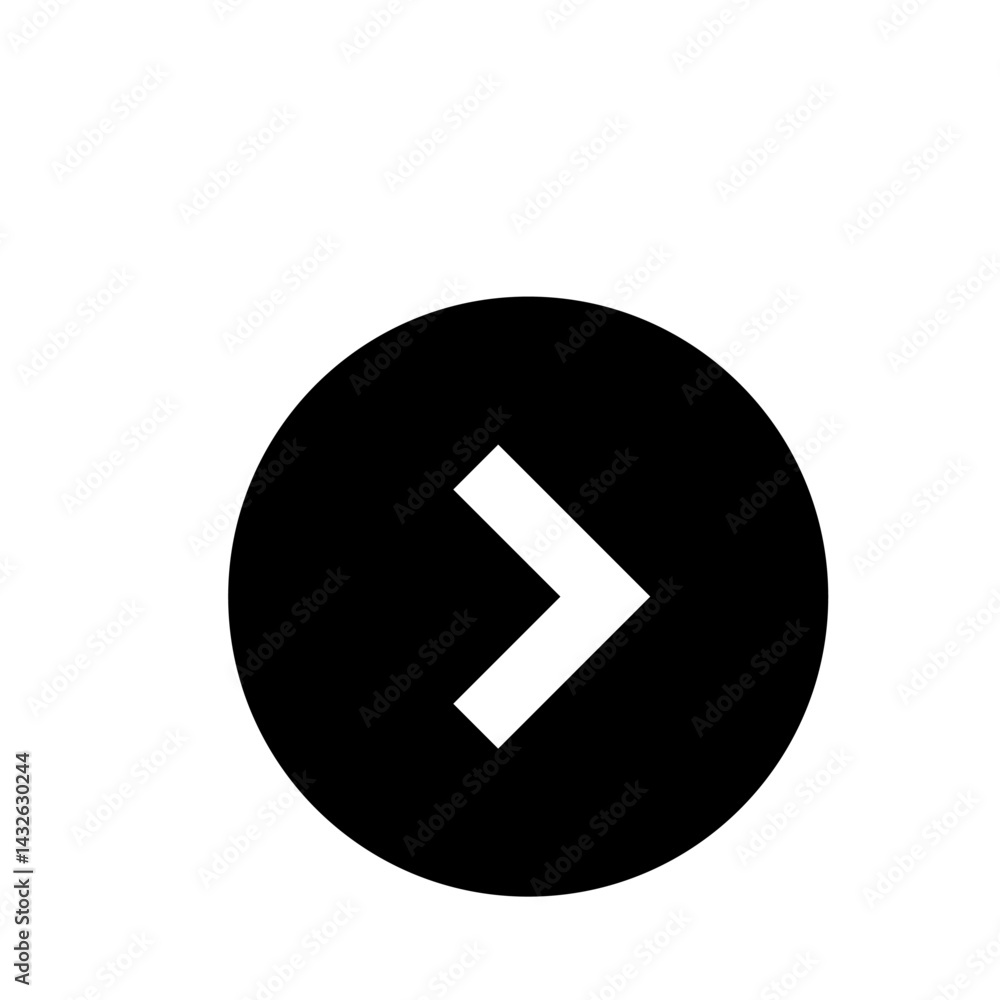 Poster black circular button with a white right arrow pointing to the right direction inside of the button
