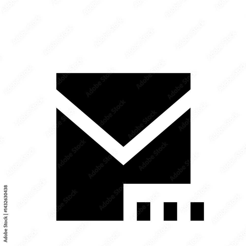 Poster a simple black and white illustration of an envelope with three square indicators below it