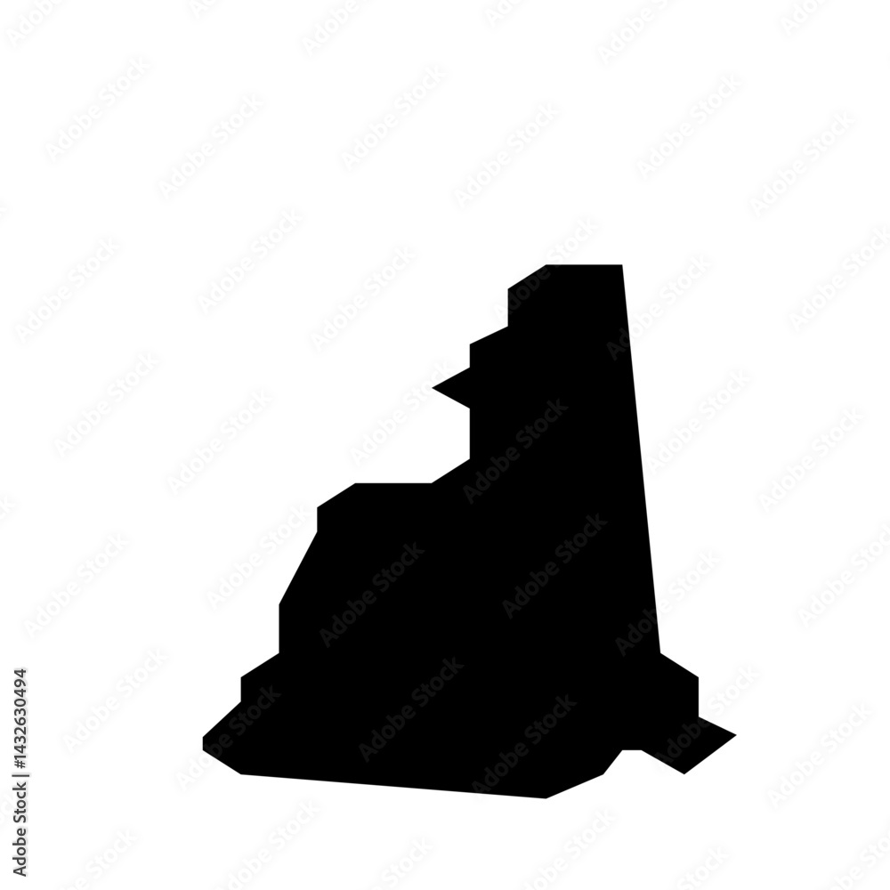 Poster black silhouette of new hampshire state showing its borders and shape on a white background view map